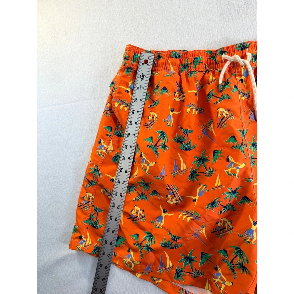 Polo Ralph Lauren Mens Orange Tropical Hula Sailboat Swim Trunks 1XB NWT